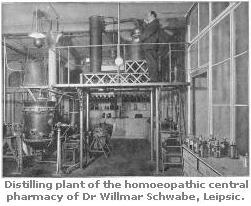 Distilling plant of the homoeopathic central pharmacy of Dr Willmar Schwabe, Leipsic.